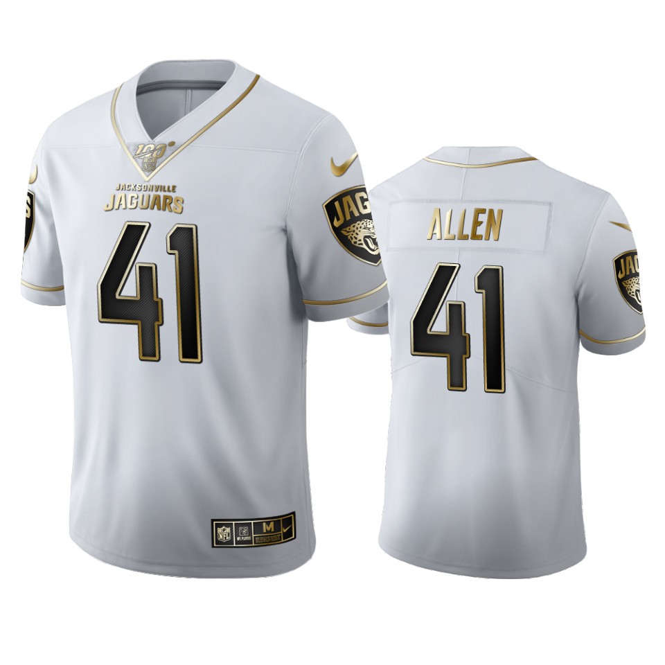 Men Nike Jacksonville Jaguars #41 Josh Allen   White Golden Edition Vapor Limited NFL 100 Jersey